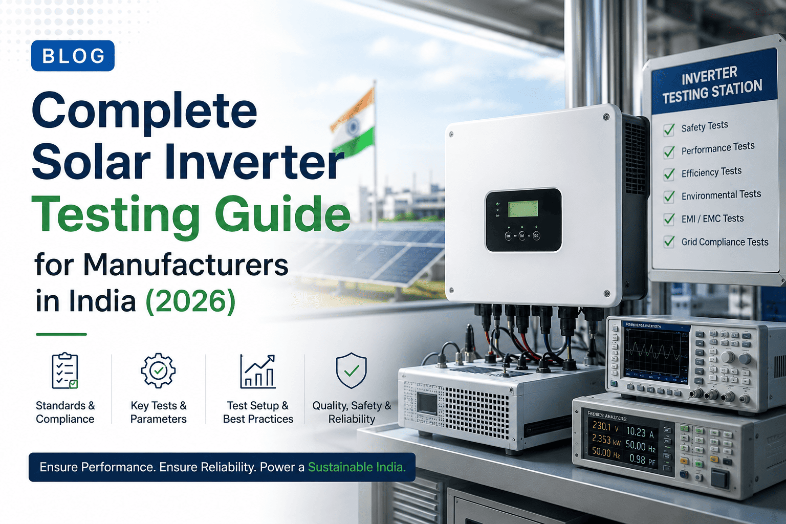 Complete Solar Inverter Testing Guide for Manufacturers in India (2026) Complete Solar Inverter Testing Guide for Manufacturers in India (2026)